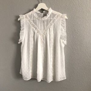 WHITE ZARA CLIP DOT BLOUSE